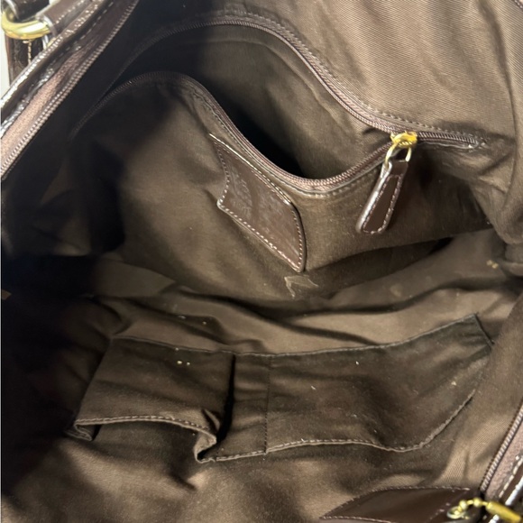 Coach Brown Leather Shoulder Bag with Monogram